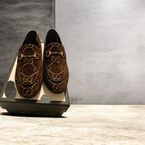Gucci Brown Loafers with Gold Accents